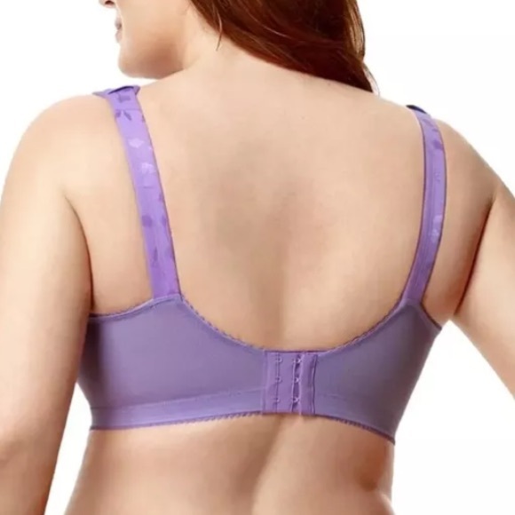 Elila Jacquard Soft Cup Bra 44H Lilac Purple Full Coverage Adjustable Straps - Picture 2 of 9